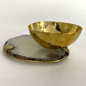 Brass Agate Serving Bowl